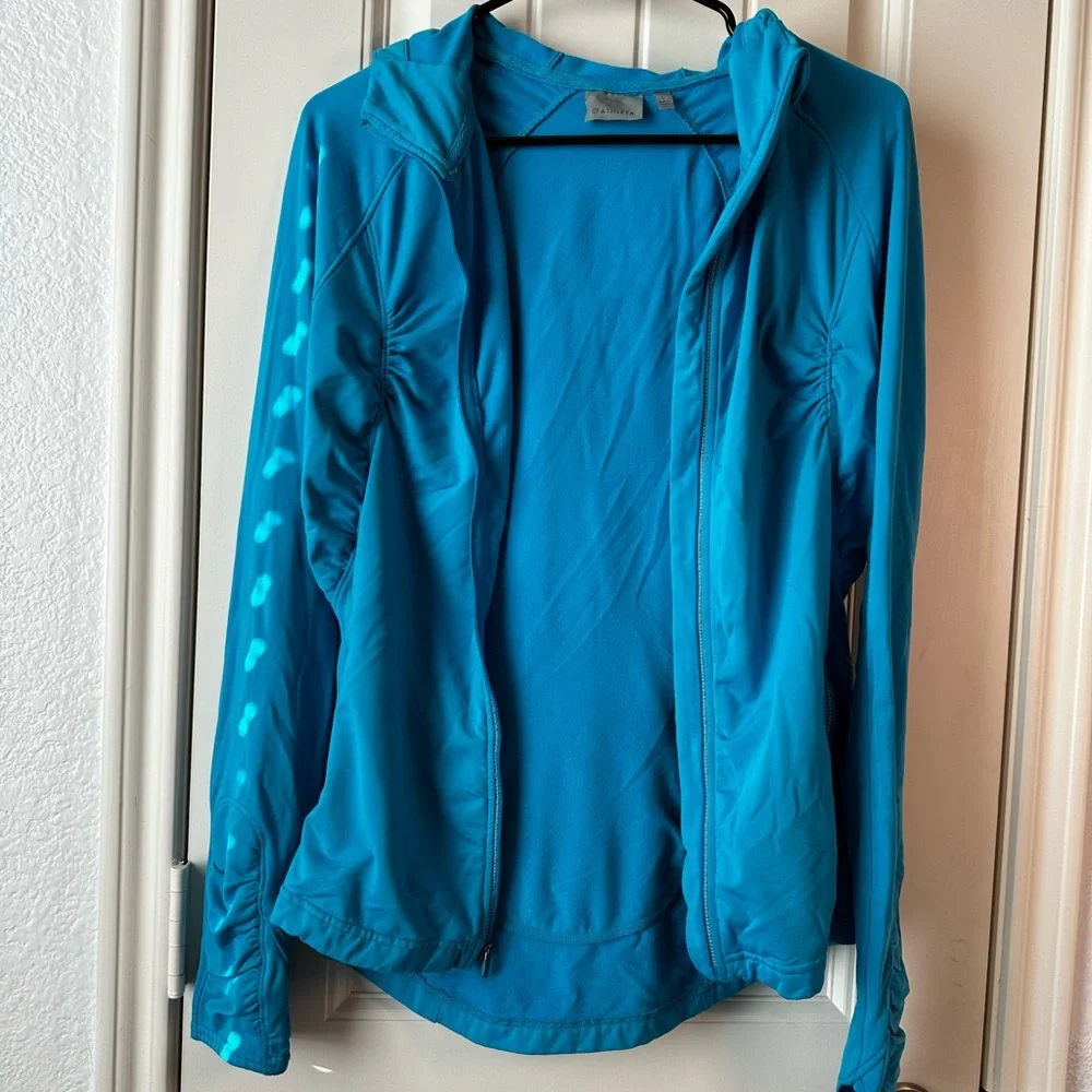 Athleta “Half Mile” Running Zip Up Jacket with Hoodie in Breaker size large - Picture 13 of 16